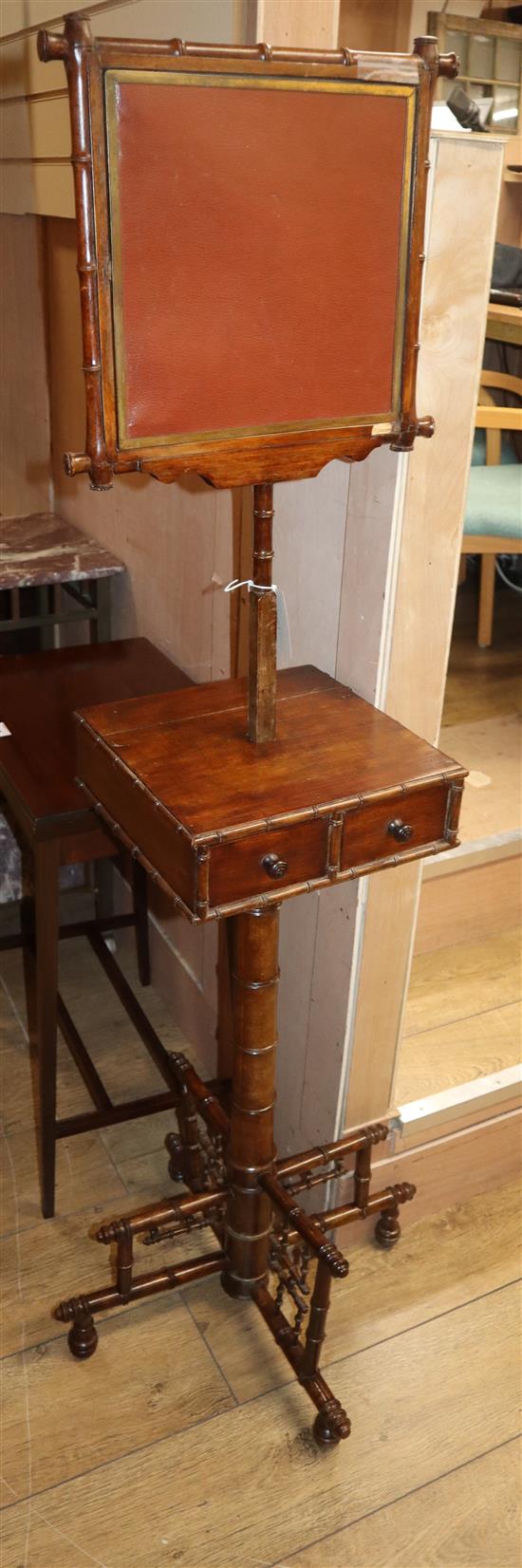 A 19th century continental faux bamboo shaving stand H.152cm